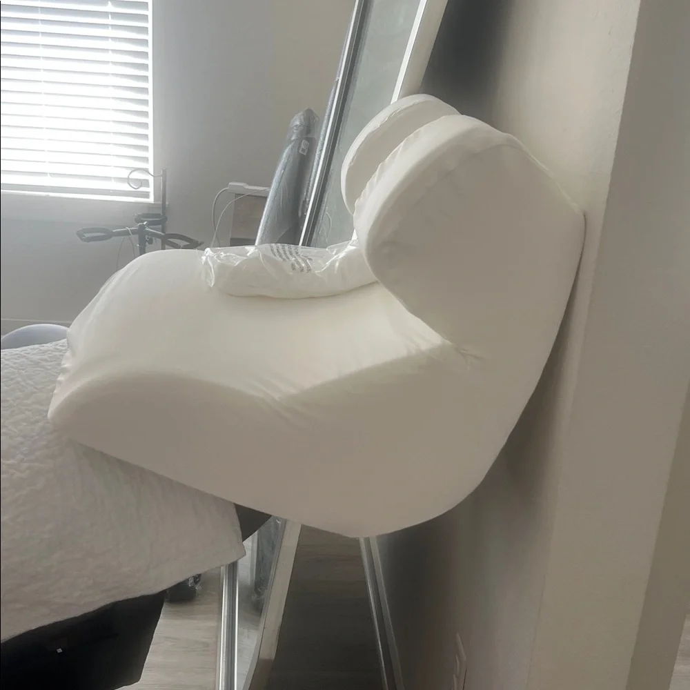 Bed Backrest Pillow with Side Head Supports - White
